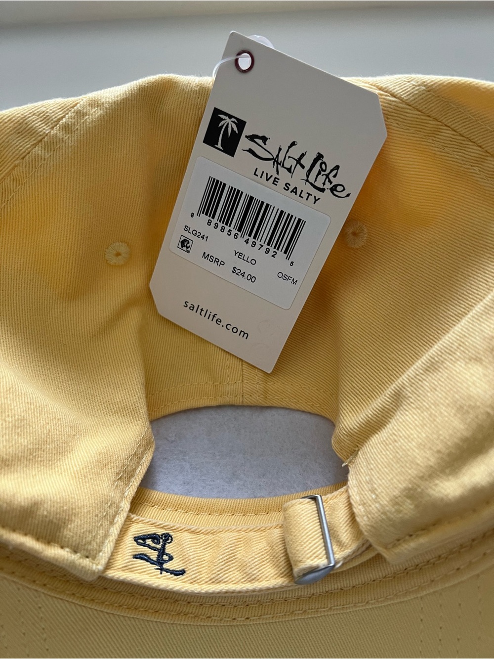 Salt Life Pale Yellow Baseball Cap with Anchor Logo - Picture 6 of 7